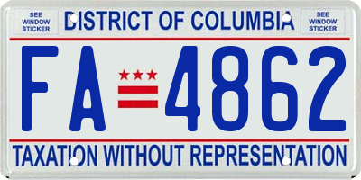 DC license plate FA4862