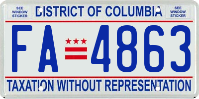 DC license plate FA4863