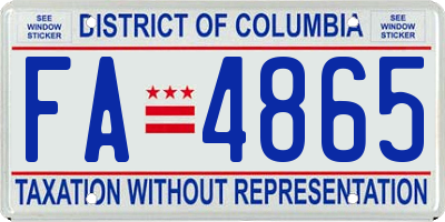 DC license plate FA4865