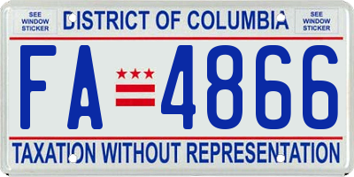 DC license plate FA4866