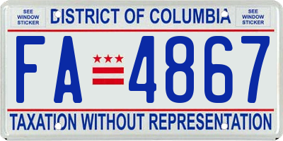 DC license plate FA4867