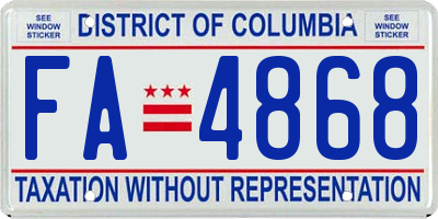 DC license plate FA4868