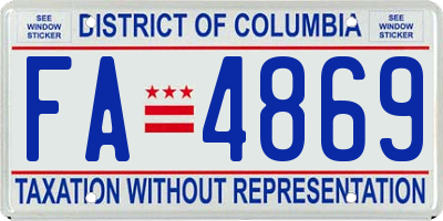 DC license plate FA4869