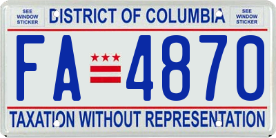 DC license plate FA4870