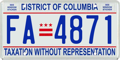 DC license plate FA4871