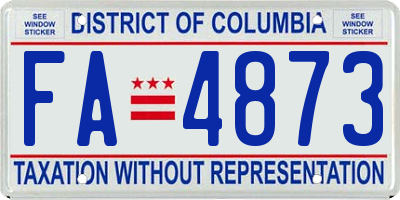 DC license plate FA4873