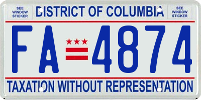 DC license plate FA4874