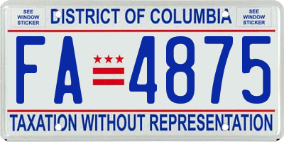 DC license plate FA4875