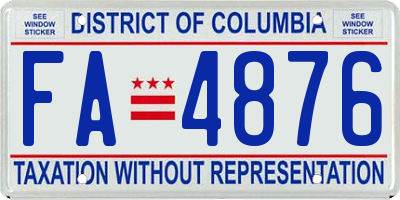 DC license plate FA4876