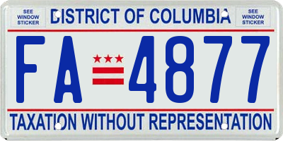 DC license plate FA4877