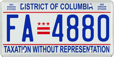 DC license plate FA4880