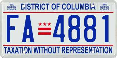 DC license plate FA4881