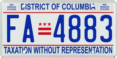 DC license plate FA4883