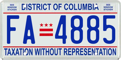 DC license plate FA4885