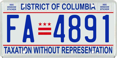 DC license plate FA4891