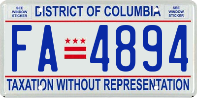 DC license plate FA4894