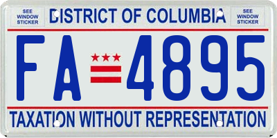 DC license plate FA4895