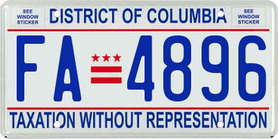 DC license plate FA4896