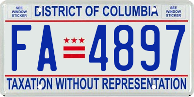 DC license plate FA4897