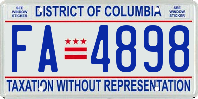 DC license plate FA4898