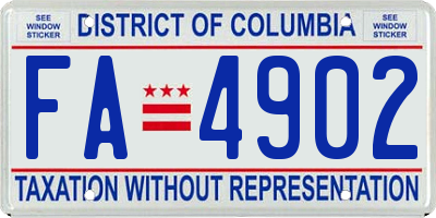 DC license plate FA4902