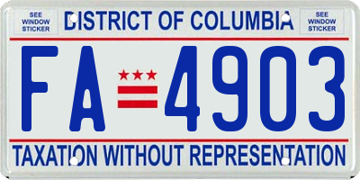 DC license plate FA4903