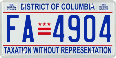 DC license plate FA4904