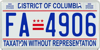 DC license plate FA4906