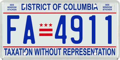 DC license plate FA4911