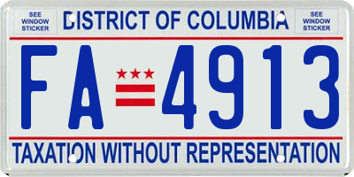 DC license plate FA4913