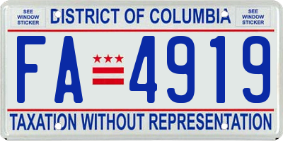 DC license plate FA4919