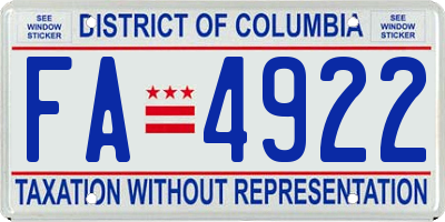 DC license plate FA4922