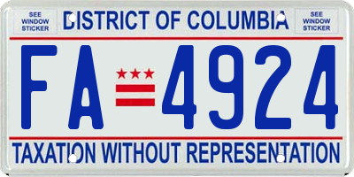 DC license plate FA4924