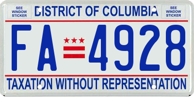 DC license plate FA4928