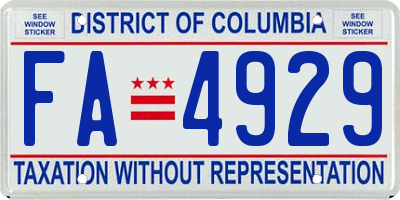 DC license plate FA4929