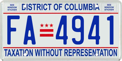 DC license plate FA4941