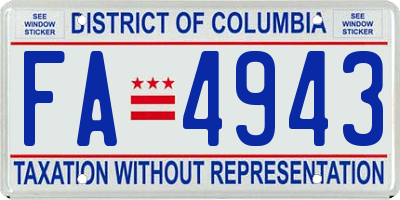 DC license plate FA4943