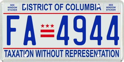 DC license plate FA4944