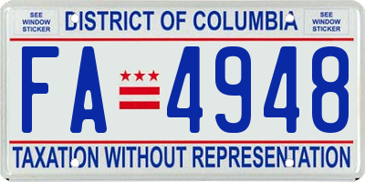 DC license plate FA4948