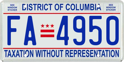 DC license plate FA4950