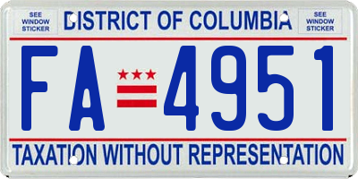 DC license plate FA4951