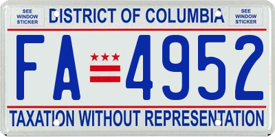 DC license plate FA4952