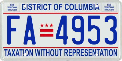 DC license plate FA4953