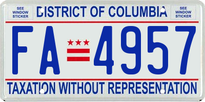 DC license plate FA4957