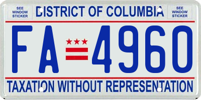 DC license plate FA4960