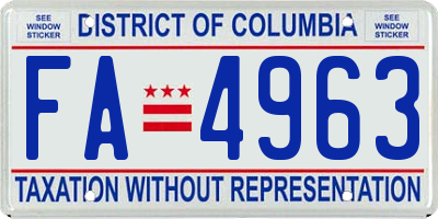 DC license plate FA4963