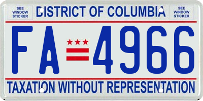 DC license plate FA4966