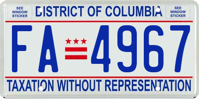 DC license plate FA4967