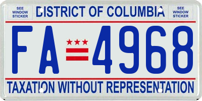 DC license plate FA4968