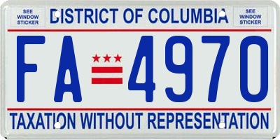 DC license plate FA4970